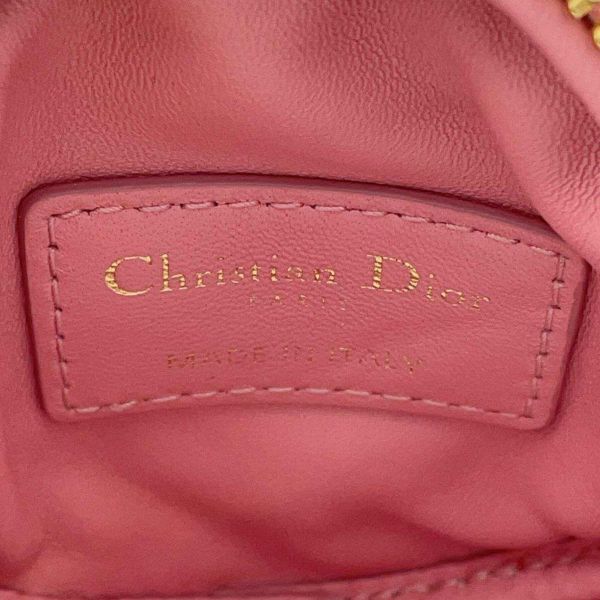 クリスチャン・ディオール ポーチ カナージュ カロミニ ラウンド レザー Christian Dior チェーンショルダーバッグ 小物入れ