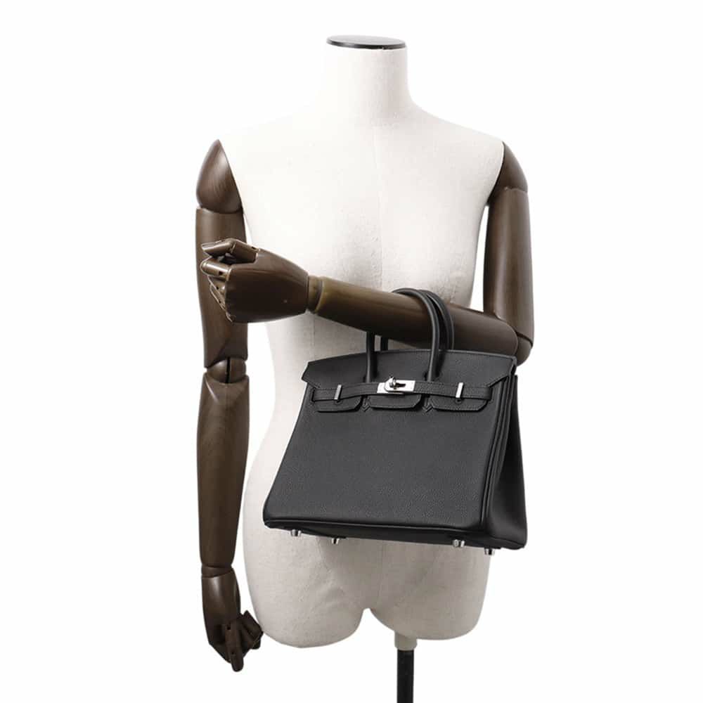 エルメス バーキン25 ブラック/シルバー金具 トゴ W刻印 HERMES Birkin ハンドバッグ 黒