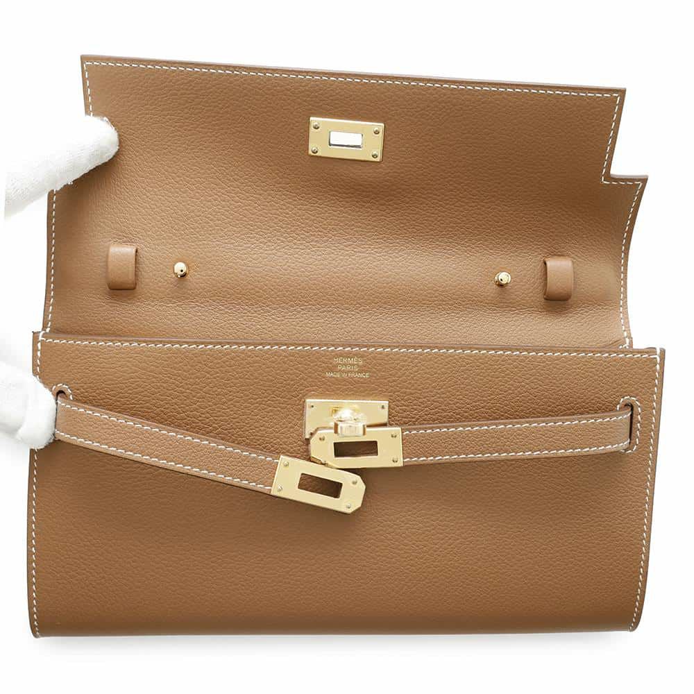 エルメス ケリーウォレット ロング トゥーゴー ゴールド/ゴールド金具 エバーカラー W刻印 HERMES 財布