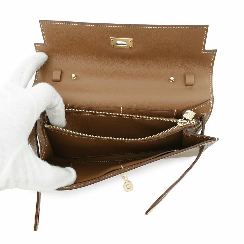 エルメス ケリーウォレット ロング トゥーゴー ゴールド/ゴールド金具 エバーカラー W刻印 HERMES 財布