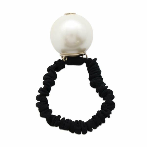 シャネル ヘアゴム ビッグパール ココマーク ヘアゴムバンド グログラン レジン フェイクパール F19V A63896 CHANEL 黒