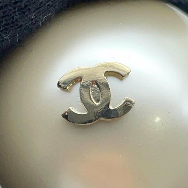 シャネル ヘアゴム ビッグパール ココマーク ヘアゴムバンド グログラン レジン フェイクパール F19V A63896 CHANEL 黒