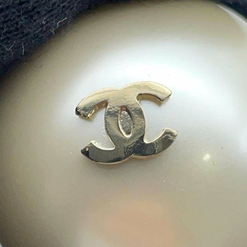 シャネル ヘアゴム ビッグパール ココマーク ヘアゴムバンド グログラン レジン フェイクパール F19V A63896 CHANEL 黒