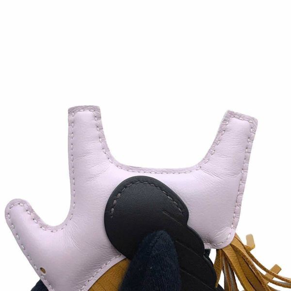 エルメス バッグチャーム ロデオPM ペガサス モーヴペール/エベンヌ/セサミ ラムスキン U刻印