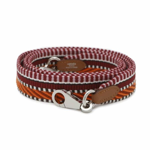 エルメス ショルダーストラップ バンドリエール サングル カヴァル オランジュミニウム/ゴールド/ピンク/シルバー金具 キャンバス/スイフト B刻印