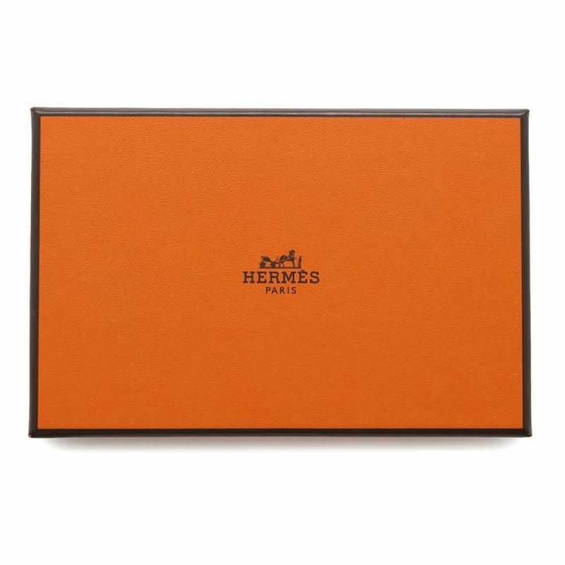 エルメス コインケース カルヴィ デュオ ブラック/シルバー金具 ボックスカーフ B刻印 黒