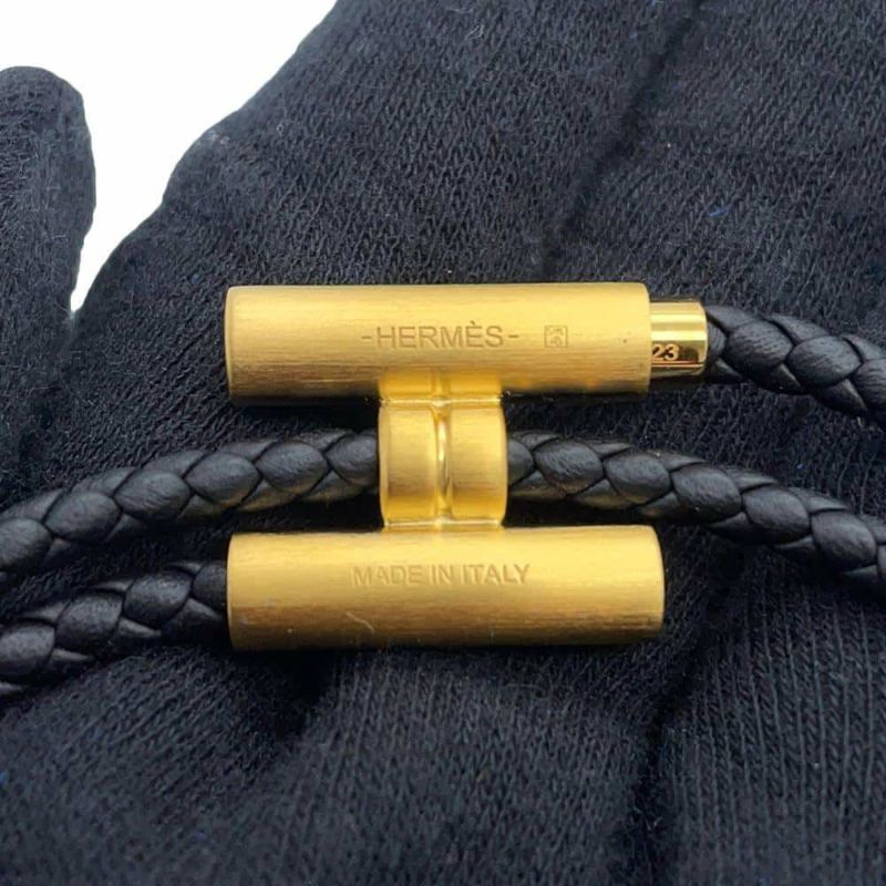 エルメス ブレスレット トゥルニ トレッセ ブラック/ゴールド金具 スイフト サイズT5 HERMES アクセサリー 黒