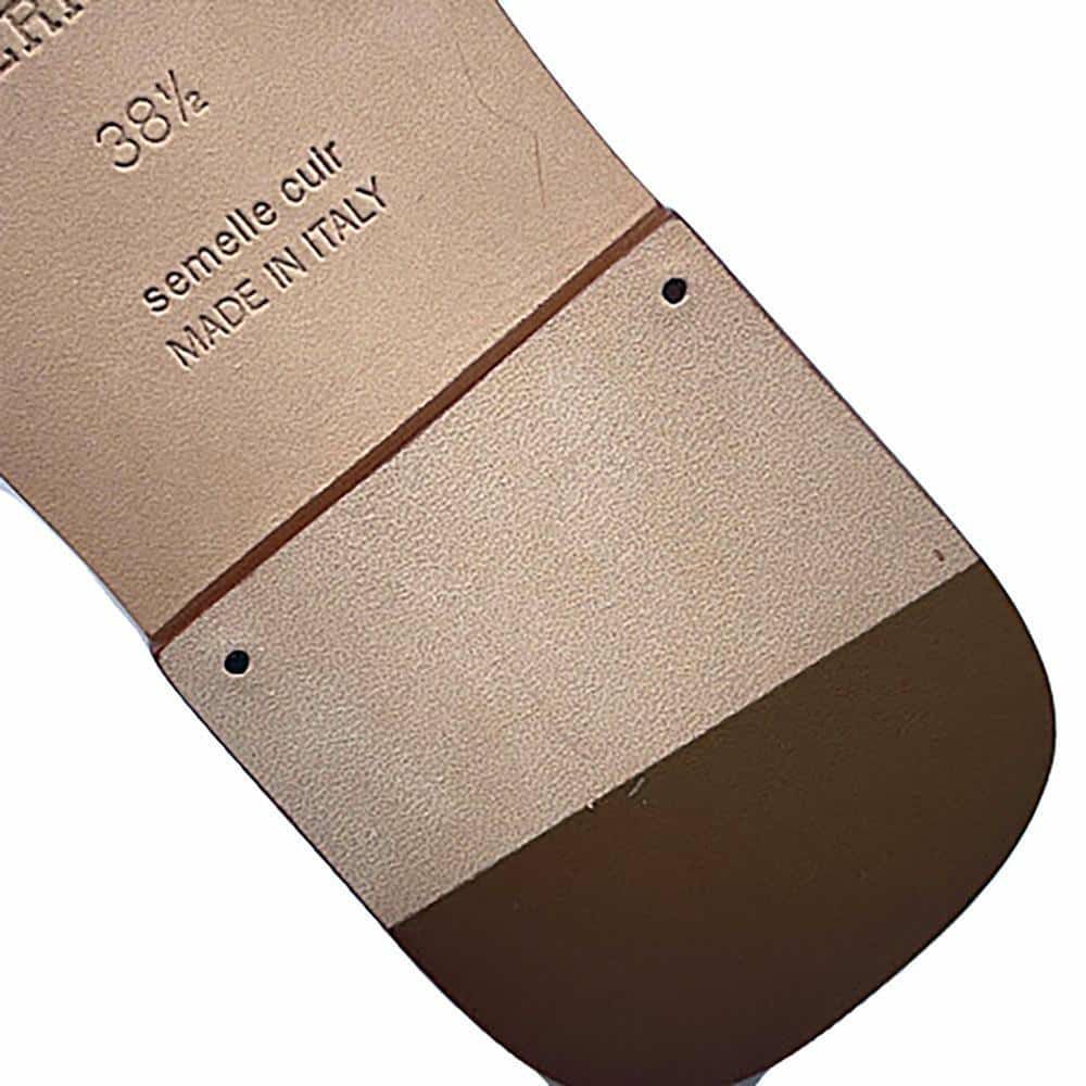 エルメス サンダル ガエル シェーヌダンクル刺繍 レザー レディースサイズ38 1/2 HERMES 靴 白