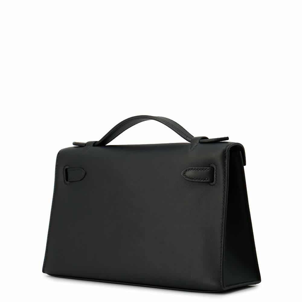 エルメス ハンドバッグ ポシェットケリー ブラック/ゴールド金具 スイフト HERMES W刻印 黒