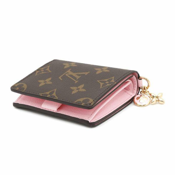 ルイヴィトン 二つ折り財布 モノグラム ポケットウォレット・LV チャーム M14718 コットンキャンディピンク