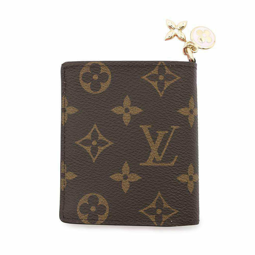 ルイヴィトン 二つ折り財布 モノグラム ポケットウォレット・LV チャーム M14718 コットンキャンディピンク