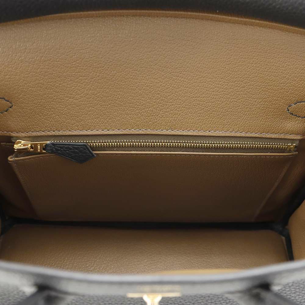 エルメス バーキン25 ヴェルソ ブラック/ツンドラ/ゴールド金具 トゴ W刻印 HERMES Birkin ハンドバッグ 黒