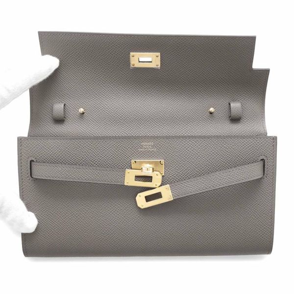 エルメス ケリーウォレット ロング トゥーゴー エタン/ゴールド金具 エプソン K刻印 HERMES