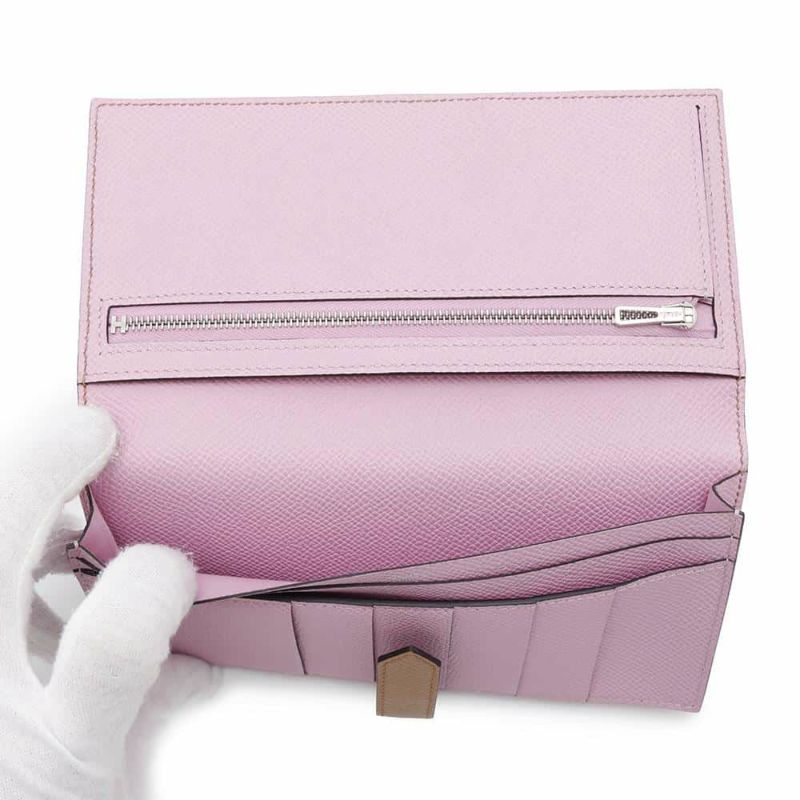 エルメス 長財布 ベアンスフレ ヴェルソ チャイ/モーヴシルベストル/シルバー金具 エプソン U刻印