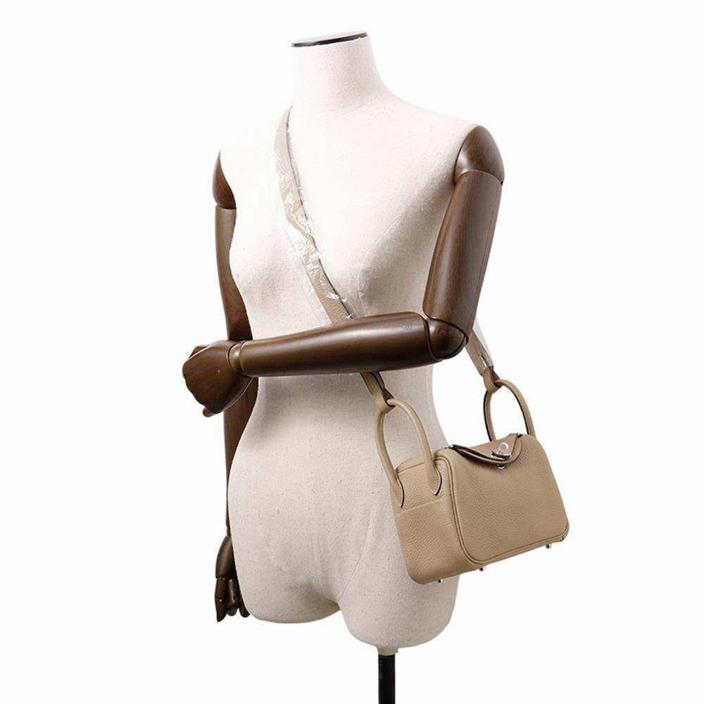 エルメス ハンドバッグ リンディ ミニ ベージュマルファ/シルバー金具 トリヨンクレマンス W刻印 2wayショルダー