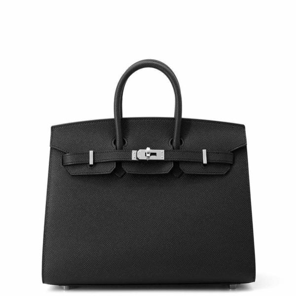 エルメス バーキン25 セリエ ブラック/シルバー金具 エプソン W刻印 HERMES Birkin ハンドバッグ  黒