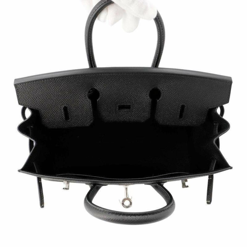 エルメス バーキン25 セリエ ブラック/シルバー金具 エプソン W刻印 HERMES Birkin ハンドバッグ  黒