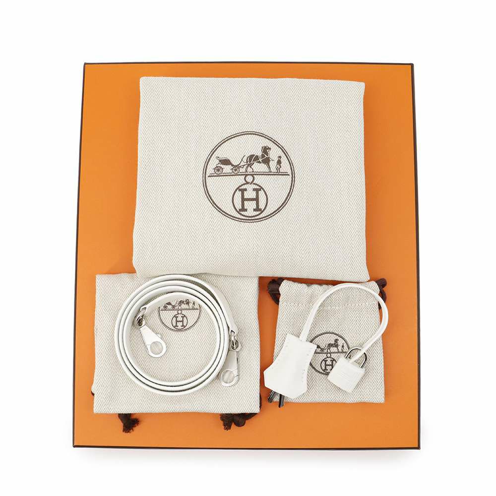 エルメス ハンドバッグ ケリー28 外縫い エクリュ/ニューホワイト/シルバー金具 トワルアッシュ/スイフト B刻印 2wayショルダー白