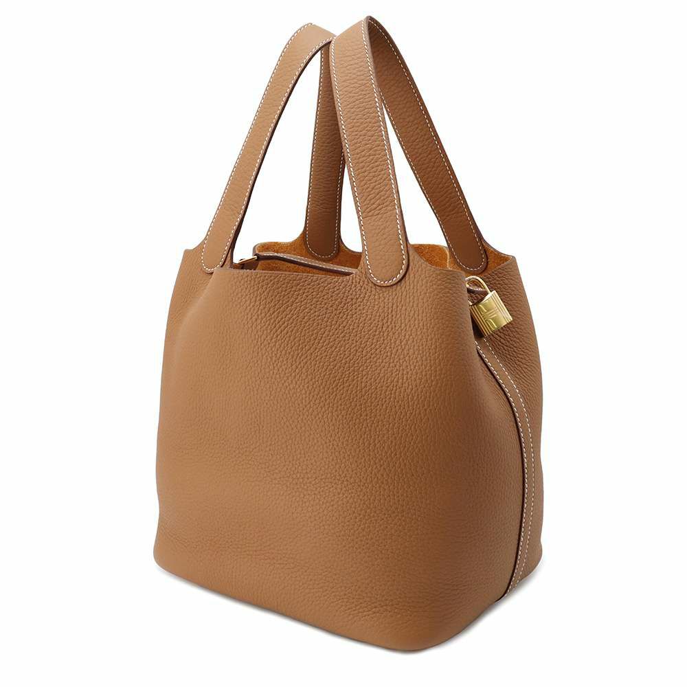 エルメス ハンドバッグ ピコタンロックMM ゴールド/ゴールド金具 トリヨンクレマンス W刻印 HERMES トートバッグ
