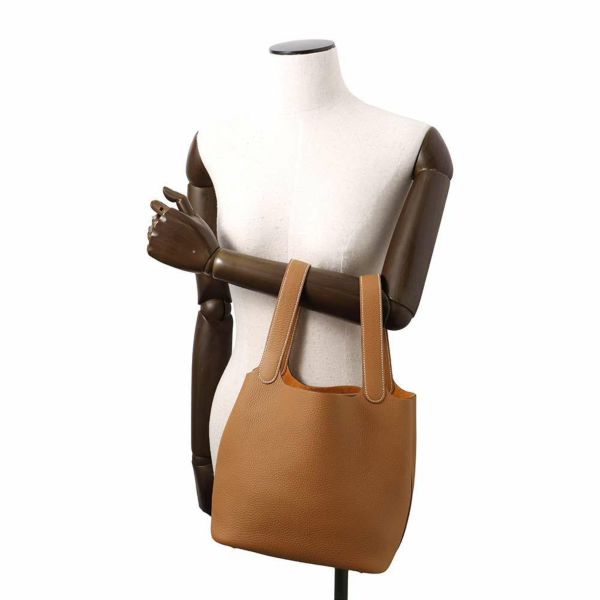 エルメス ハンドバッグ ピコタンロックMM ゴールド/ゴールド金具 トリヨンクレマンス W刻印 HERMES トートバッグ