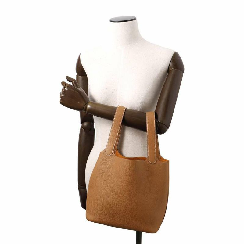 エルメス ハンドバッグ ピコタンロックMM ゴールド/ゴールド金具 トリヨンクレマンス W刻印 HERMES トートバッグ