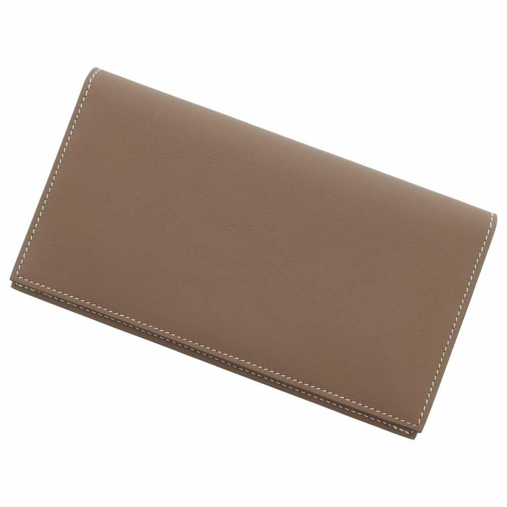 エルメス 二つ折り長財布 シチズンツイル ロング エトゥープ/シルバー 