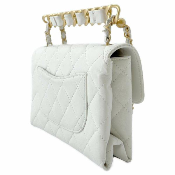 シャネル チェーンショルダーバッグ マトラッセ ココマーク スモール フラップ AS3227 白