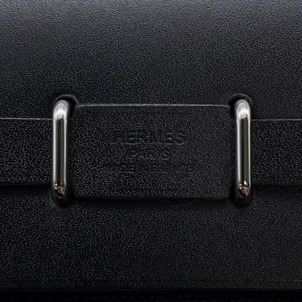 エルメス ショルダーバッグ エールバッグジップ ミニ ブラック/シルバー金具 トワルミリタリー/ヴァッシュハンター W刻印 黒