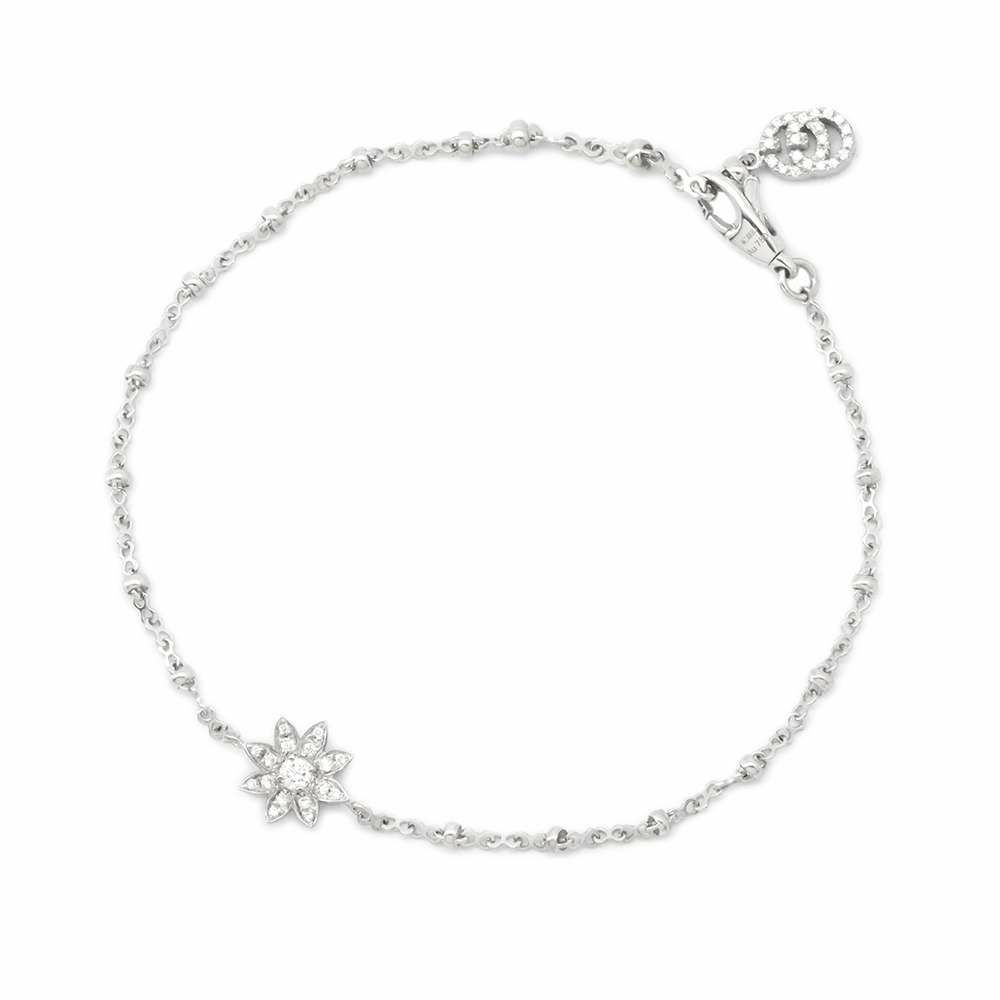 グッチ ブレスレット フローラ GGチャーム ダイヤ 64P 計約0.22ct K18WGホワイトゴールド 581817 GUCCI