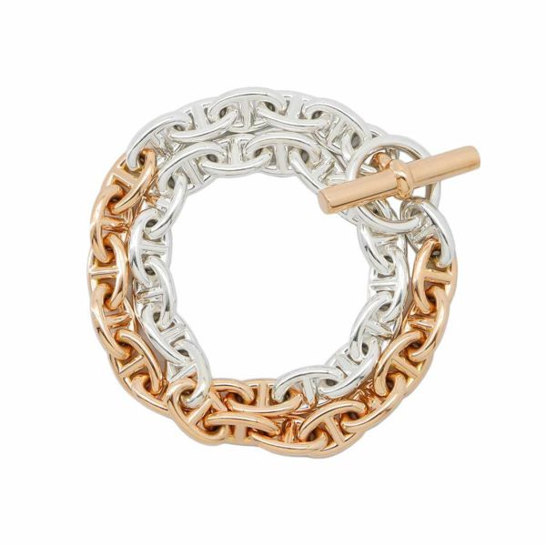 エルメス ブレスレット シェーヌダンクル ドゥブルトゥール PM 37コマ SV925シルバー/K18PGピンクゴールド HERMES