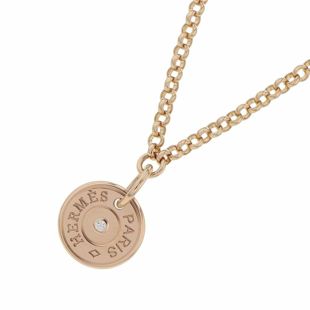 エルメス ネックレス ガンバード クルードセル Ex-Libris ダイヤモンド 1P 0.01ct K18PG HERMES ペンダント ジュエリー