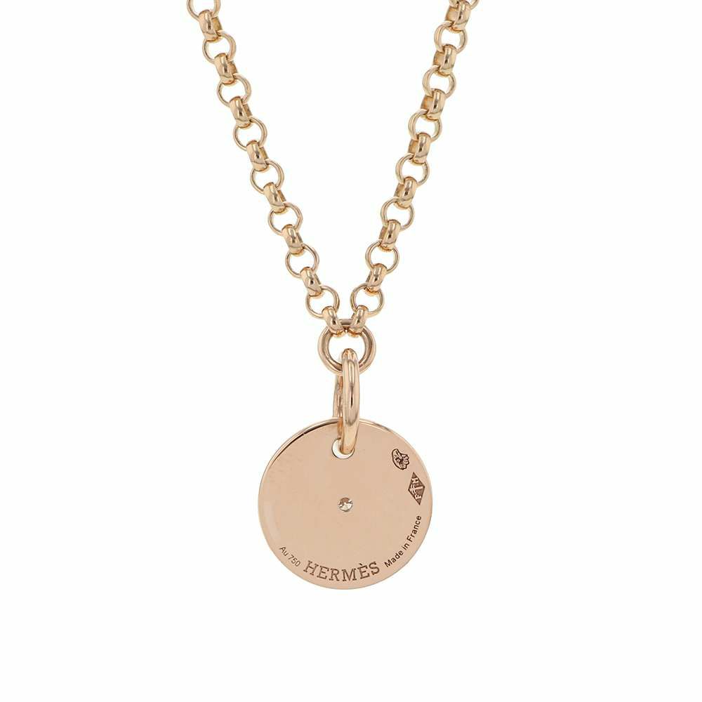 エルメス ネックレス ガンバード クルードセル Ex-Libris ダイヤモンド 1P 0.01ct K18PG HERMES ペンダント ジュエリー