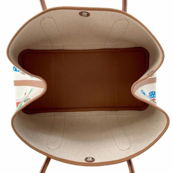 エルメス ガーデンパーティPM エレクトリック カプシーヌ/エクリュ/ベージュ/ゴールド/シルバー金具 トワルアッシュプリュム/ネゴンダ B刻印