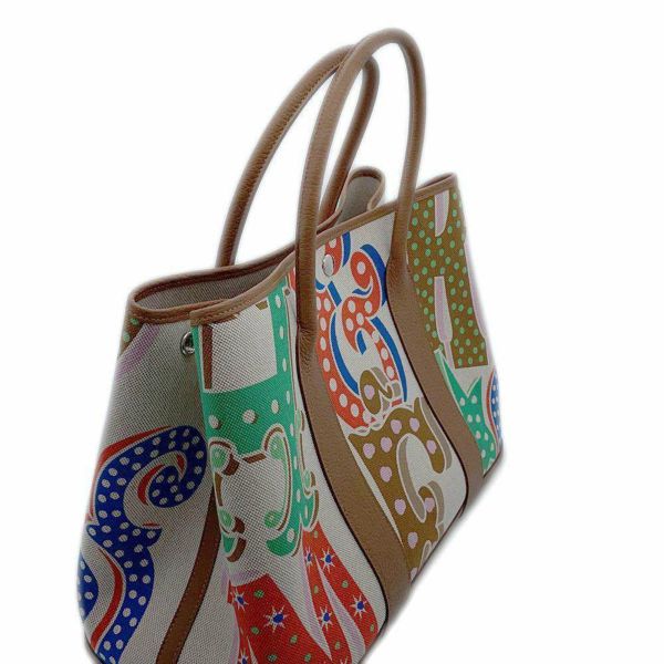 エルメス ガーデンパーティPM エレクトリック カプシーヌ/エクリュ/ベージュ/ゴールド/シルバー金具 トワルアッシュプリュム/ネゴンダ B刻印