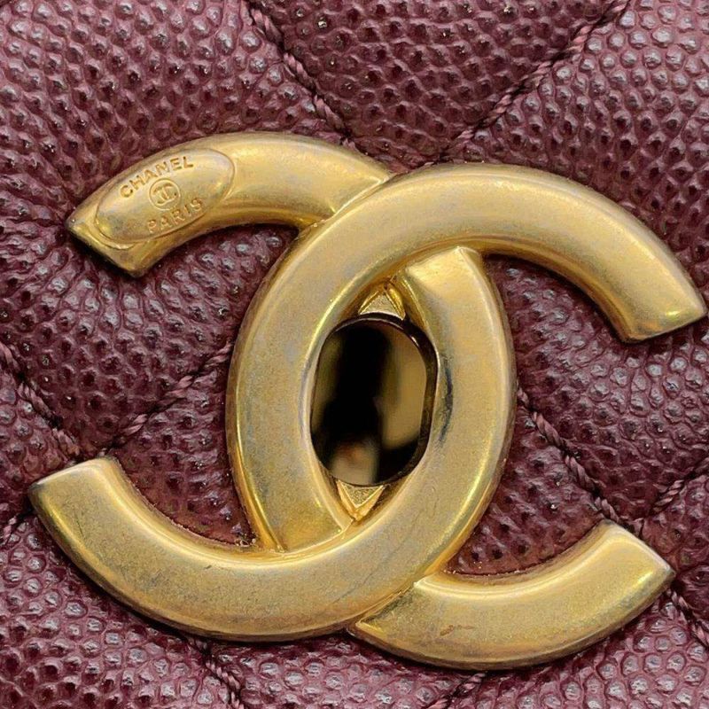 シャネル ハンドバッグ マトラッセ ココマーク チェーンショルダー キャビアスキン/リザード A92992ココハンドル