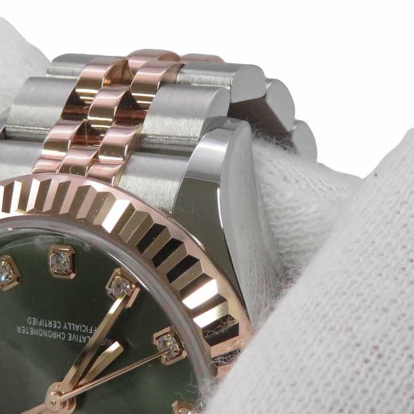 ロレックス レディ デイトジャスト SS/K18PG エバーローズゴールド 279171G オリーブグリーン文字盤 10PD