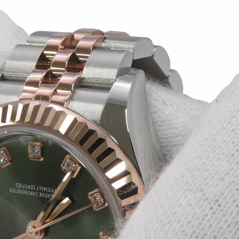 ロレックス レディ デイトジャスト SS/K18PG エバーローズゴールド 279171G オリーブグリーン文字盤 10PD