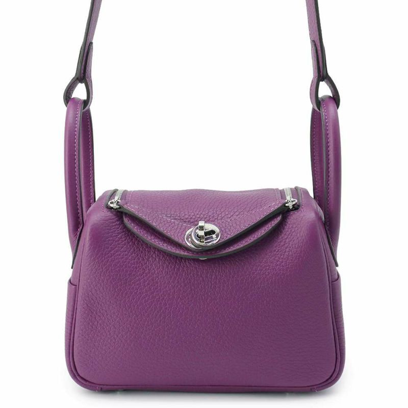 エルメス リンディ ミニ アネモネ/シルバー金具 トリヨンクレマンス U刻印 HERMES 2wayショルダー