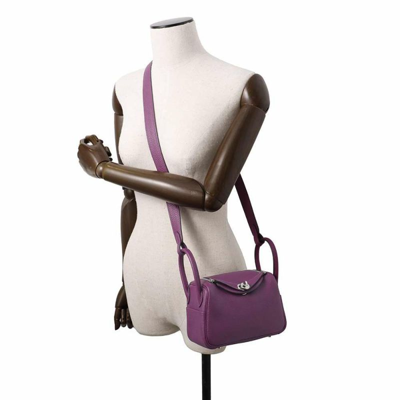 エルメス リンディ ミニ アネモネ/シルバー金具 トリヨンクレマンス U刻印 HERMES 2wayショルダー