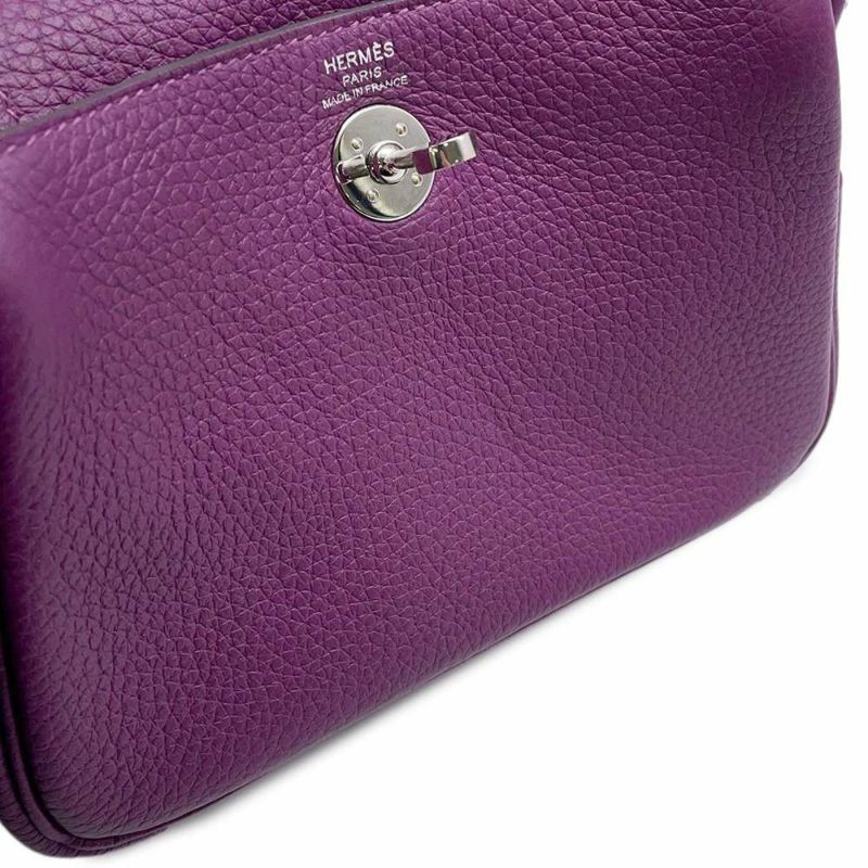 エルメス リンディ ミニ アネモネ/シルバー金具 トリヨンクレマンス U刻印 HERMES 2wayショルダー