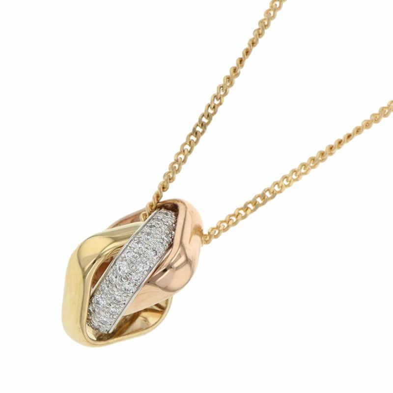 カルティエ ネックレス トリニティ クッション ペンダント セミパヴェ ダイヤ 54P 計0.39ct K18YG/K18PG/K18WG Cartier N7424481