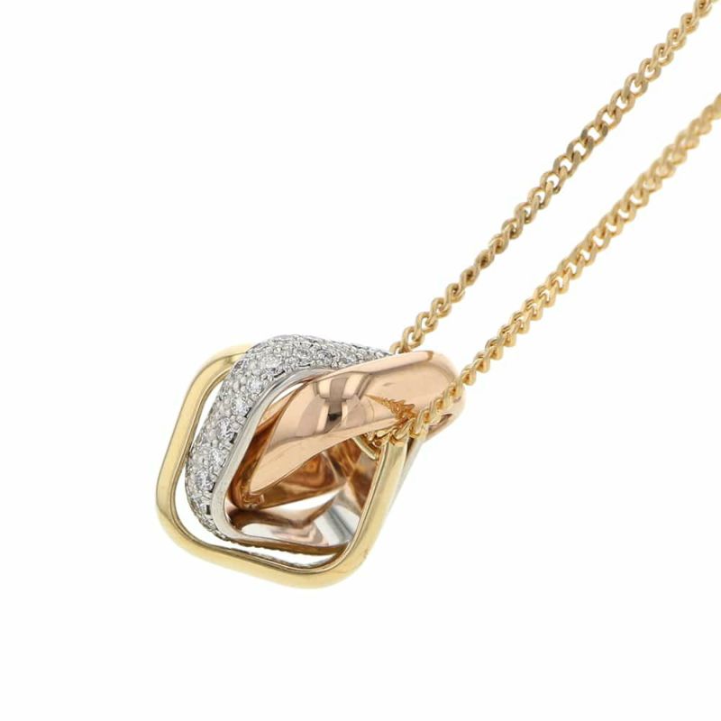 カルティエ ネックレス トリニティ クッション ペンダント セミパヴェ ダイヤ 54P 計0.39ct K18YG/K18PG/K18WG Cartier N7424481