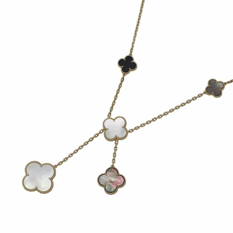 ヴァンクリーフ&アーペル ネックレス マジック アルハンブラ 6モチーフ オニキス マザーオブパール K18YGイエローゴールド VCARD79200