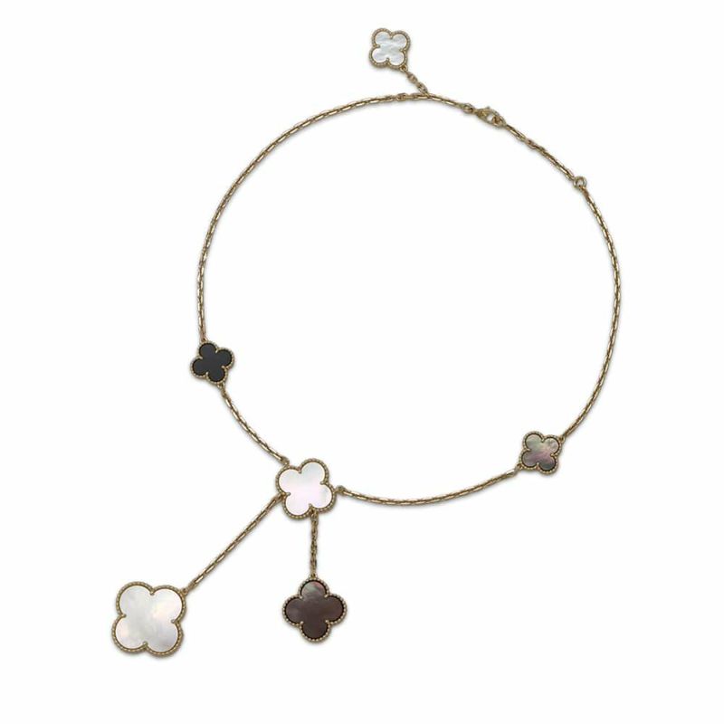 ヴァンクリーフ&アーペル ネックレス マジック アルハンブラ 6モチーフ オニキス マザーオブパール K18YGイエローゴールド VCARD79200