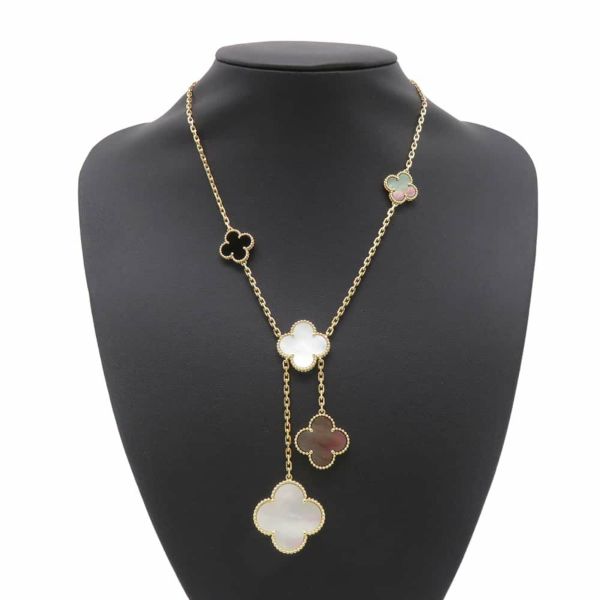 ヴァンクリーフ&アーペル ネックレス マジック アルハンブラ 6モチーフ オニキス マザーオブパール K18YGイエローゴールド VCARD79200