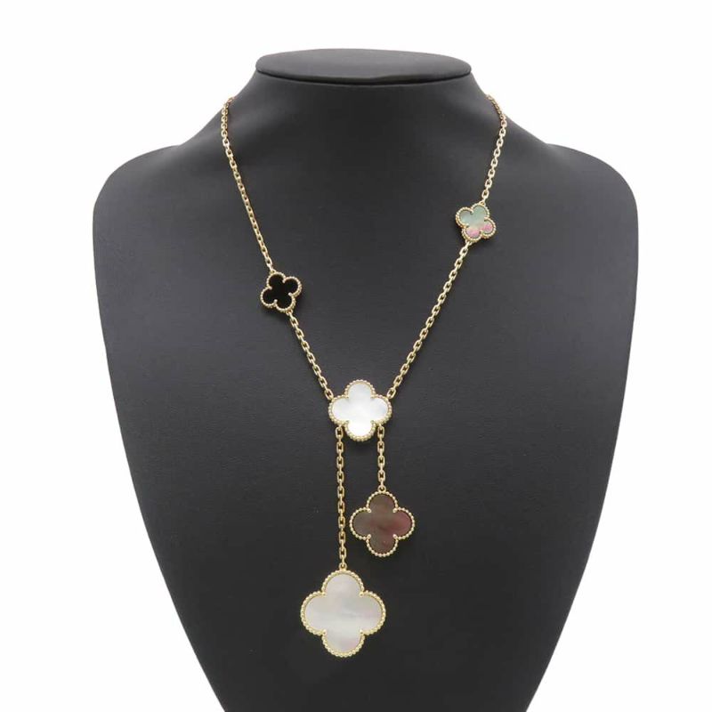 ヴァンクリーフ&アーペル ネックレス マジック アルハンブラ 6モチーフ オニキス マザーオブパール K18YGイエローゴールド VCARD79200