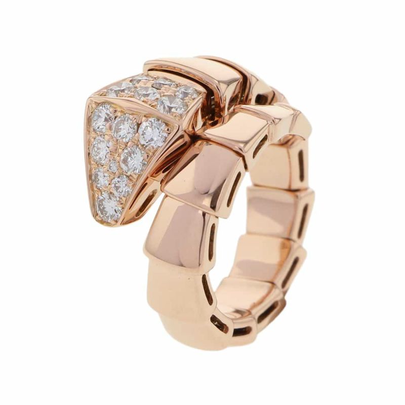 ブルガリ リング セルペンティ ヴァイパー リング ダイヤモンド 0.53ct K18PGピンクゴールド サイズS 345206 BVLGARI 指輪