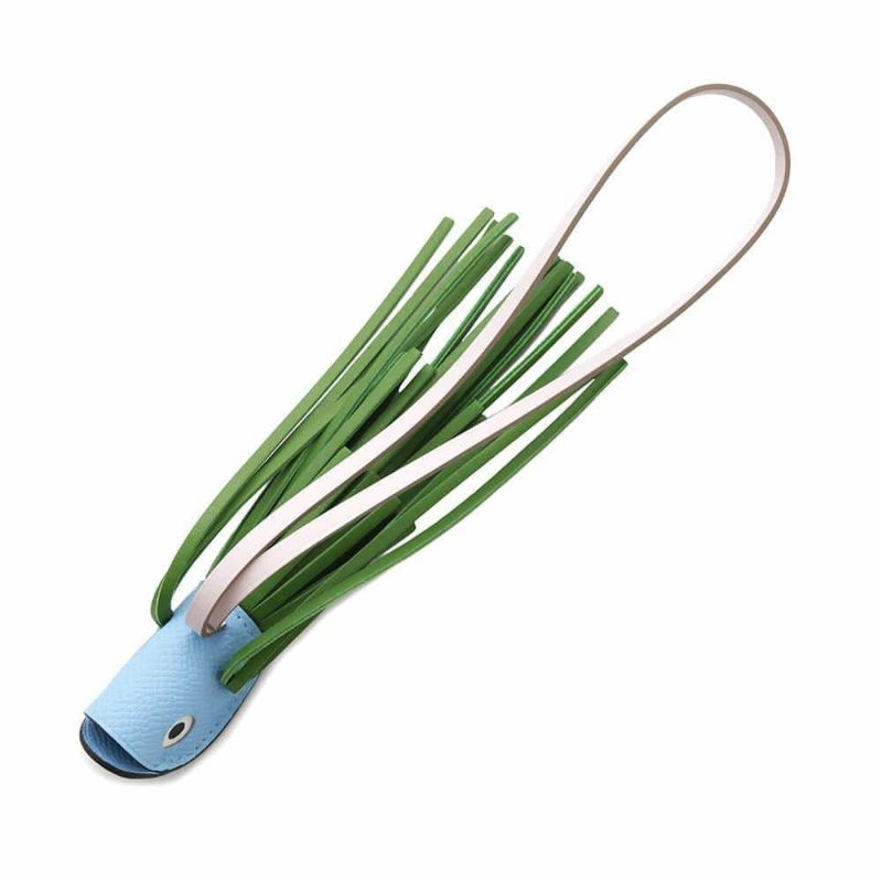 エルメス バッグチャーム ポワソン セレステ/ヴェールユッカ/モーヴペール エプソン/スイフト/ラムスキン K刻印