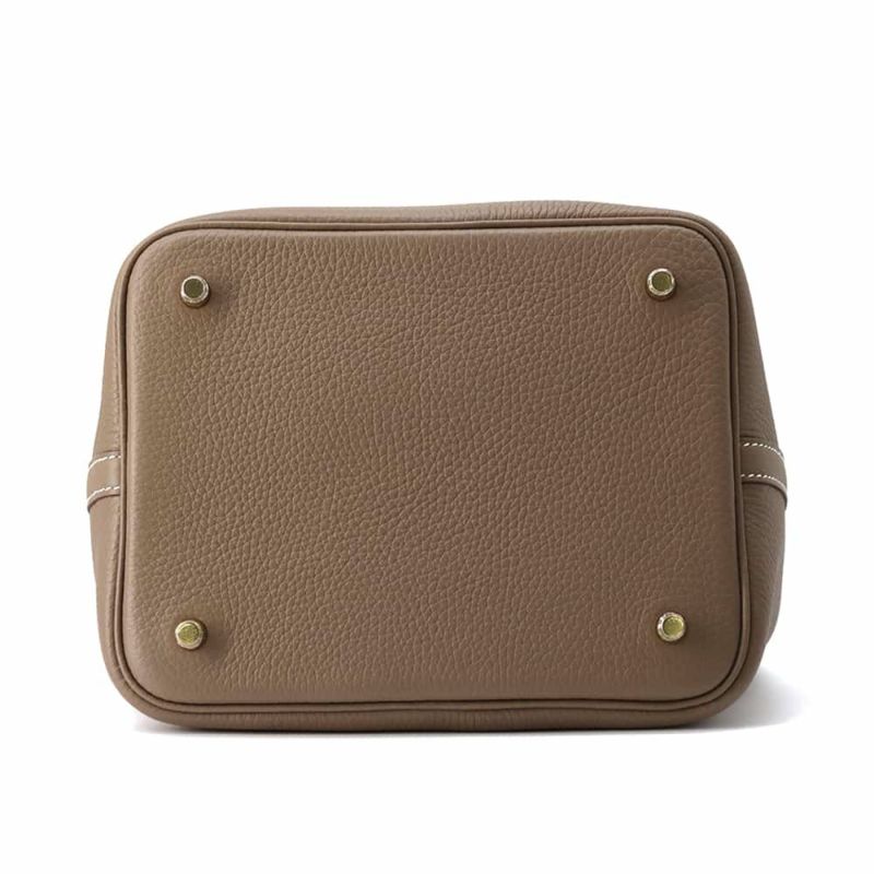 エルメス ハンドバッグ ピコタンロックMM エトゥープ/ゴールド金具 トリヨンクレマンス W刻印 HERMES トートバッグ