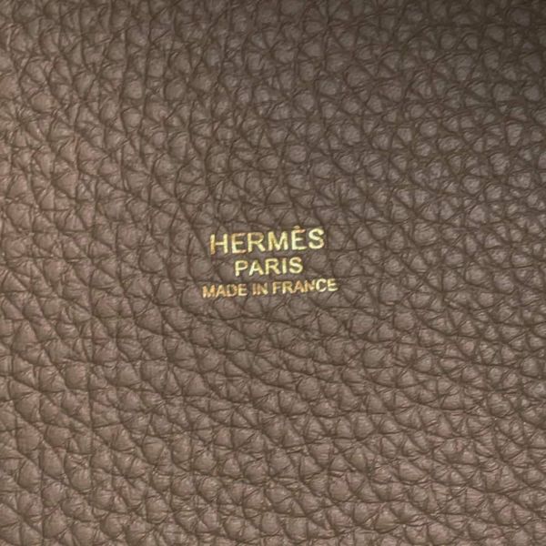 エルメス ハンドバッグ ピコタンロックMM エトゥープ/ゴールド金具 トリヨンクレマンス W刻印 HERMES トートバッグ